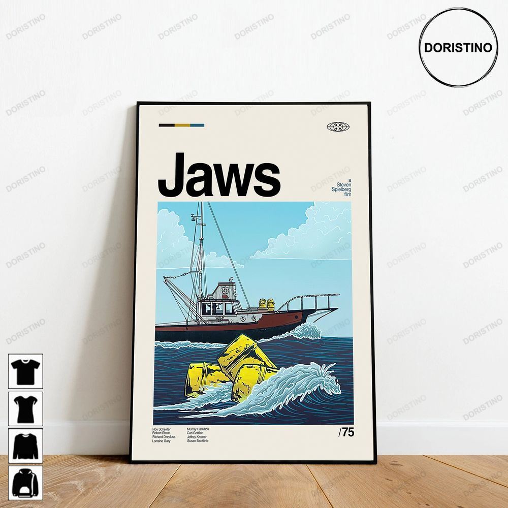 Jaws Minimalist Movie Retro Movie Minimalist Art Retro Modern Vintage Ver Awesome Poster (No Frame)