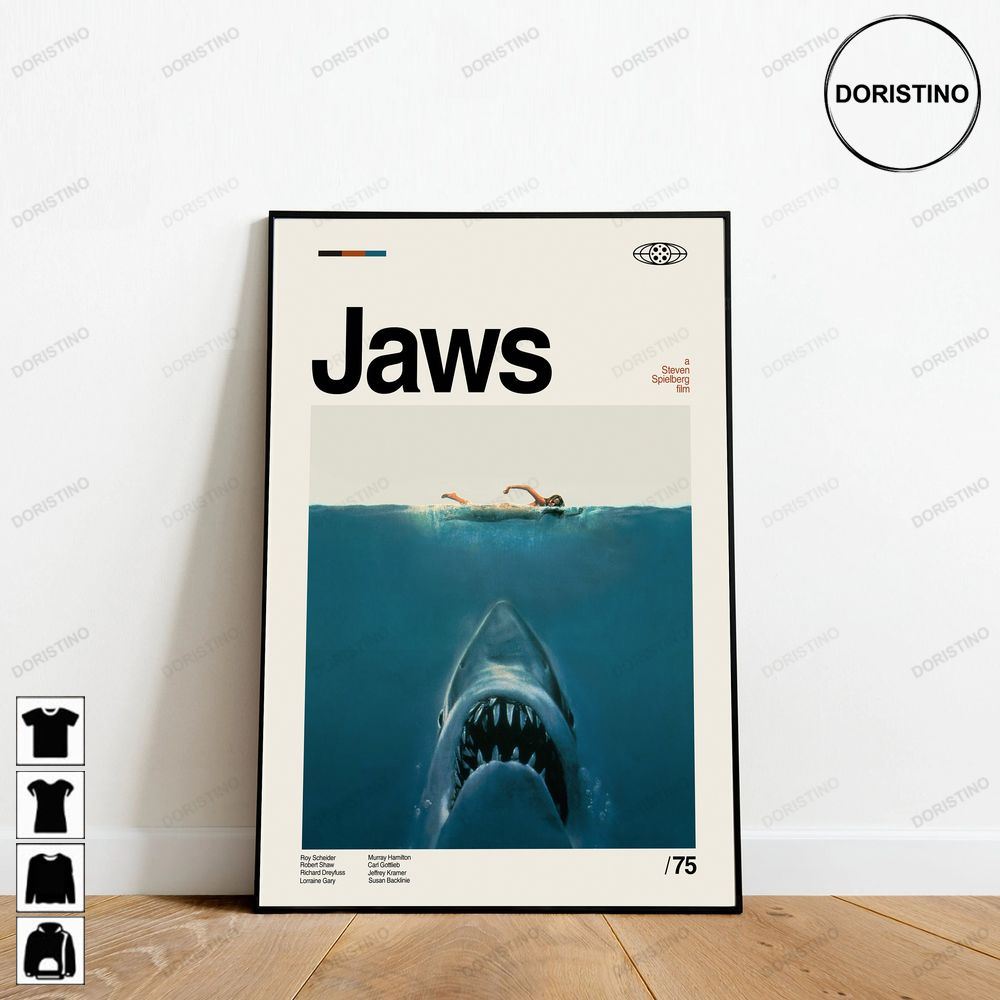 Jaws Minimalist Movie Retro Movie Minimalist Art Retro Modern Vintage Trending Style Poster (No Frame)