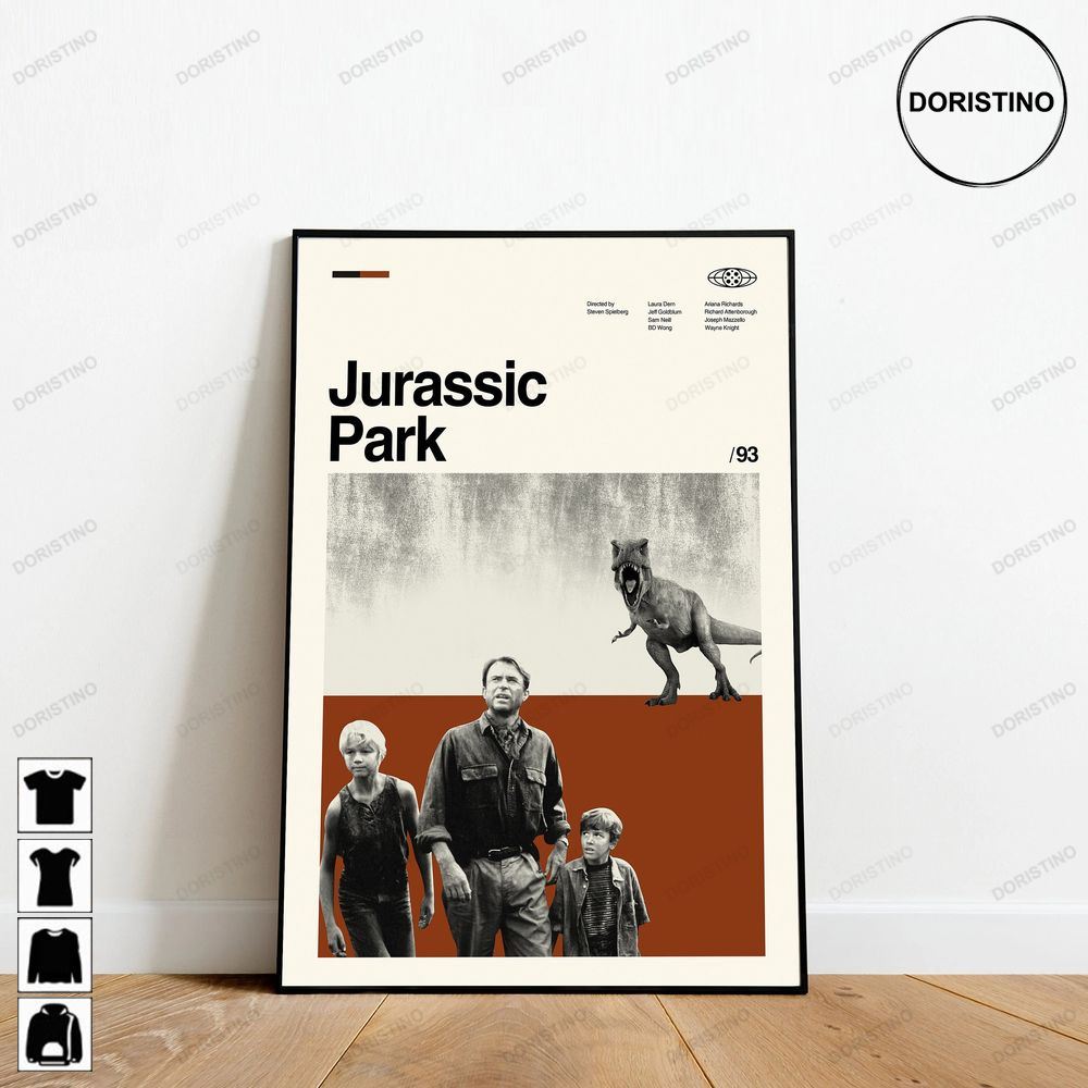 Jurassic Park Retro Movie Minimalist Art Retro Modern Vintage Awesome Poster (No Frame)