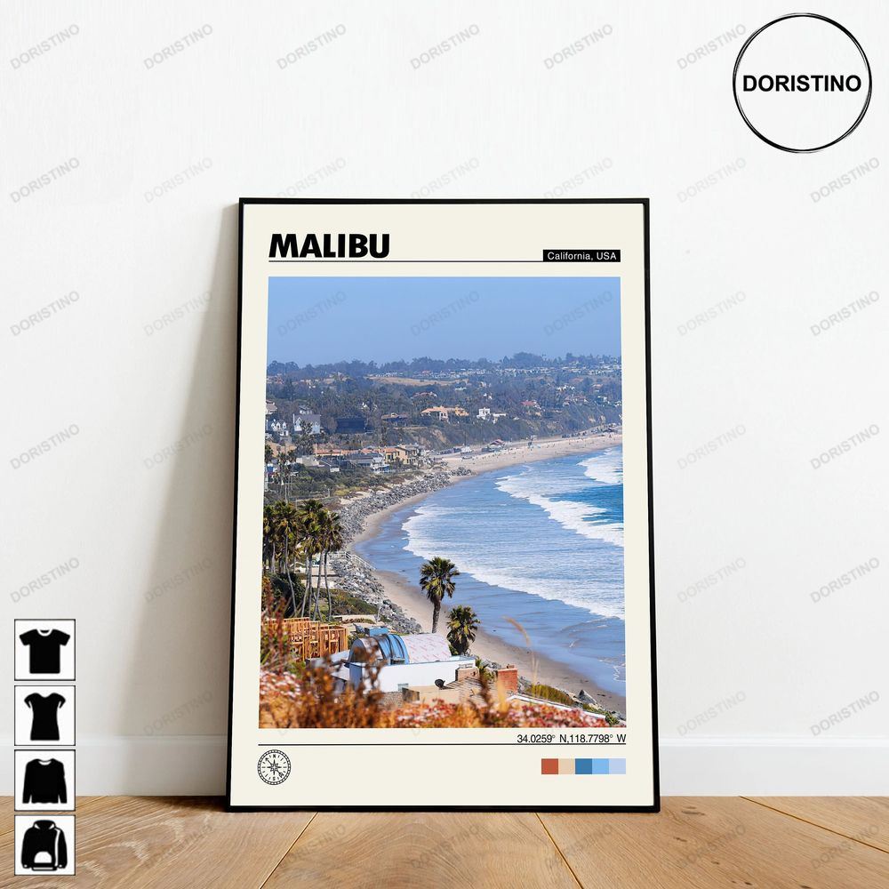 Malibu Minimalist Malibu Print Malibu Malibu Malibu Photo Trending Style Poster (No Frame)