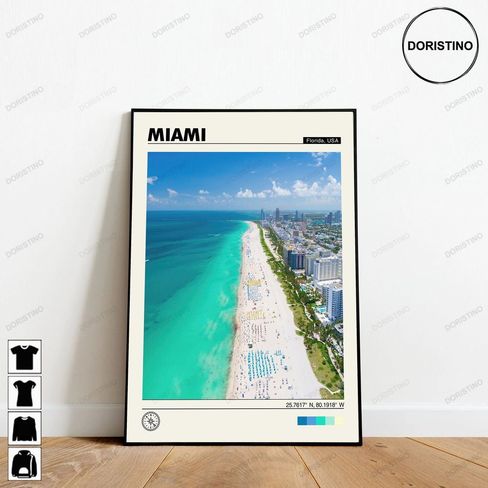 Miami Minimalist Miami Print Miami Miami Miami Photo Florida Awesome Poster (No Frame)