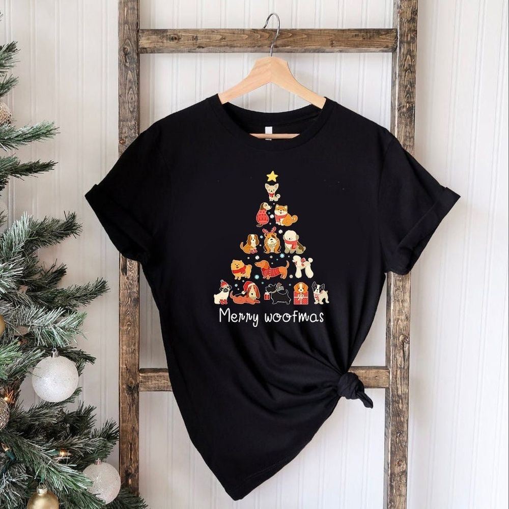 Merry Woofmas Dog Christmas Tree Funny Christmas Shirt