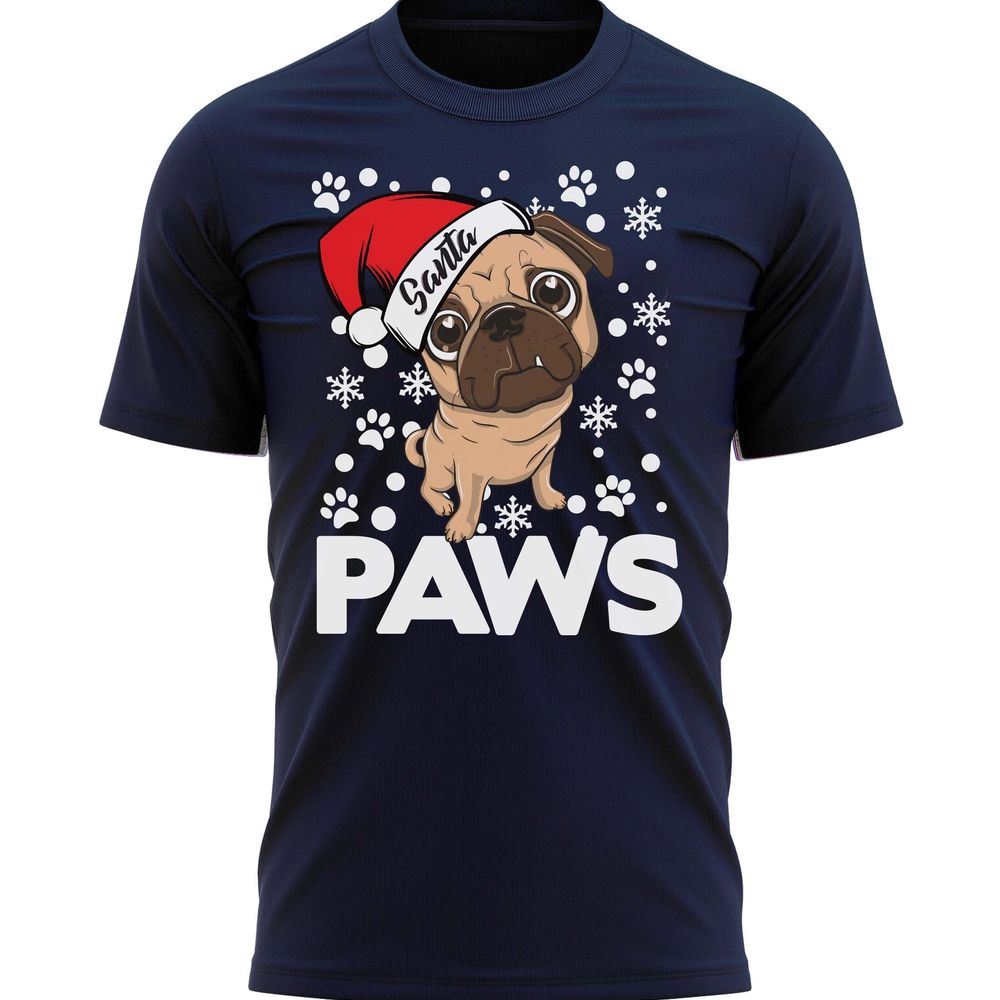 Santa Paws Pug Dog Christmas Funny Xmas Gift Shirts