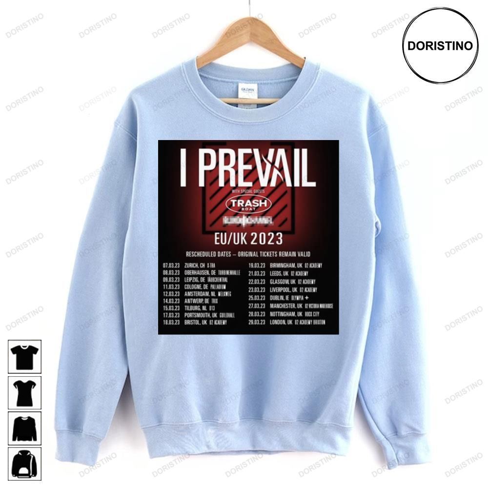 I Prevail Reschedule European Uk 2023 Tour Limited Edition T-shirts
