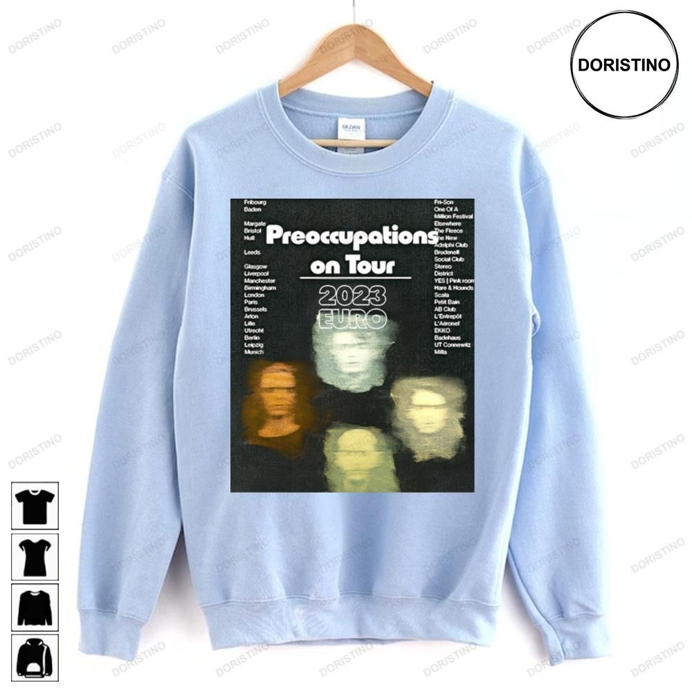 Preoccupations On 2023 Tour Euro Limited Edition T-shirts
