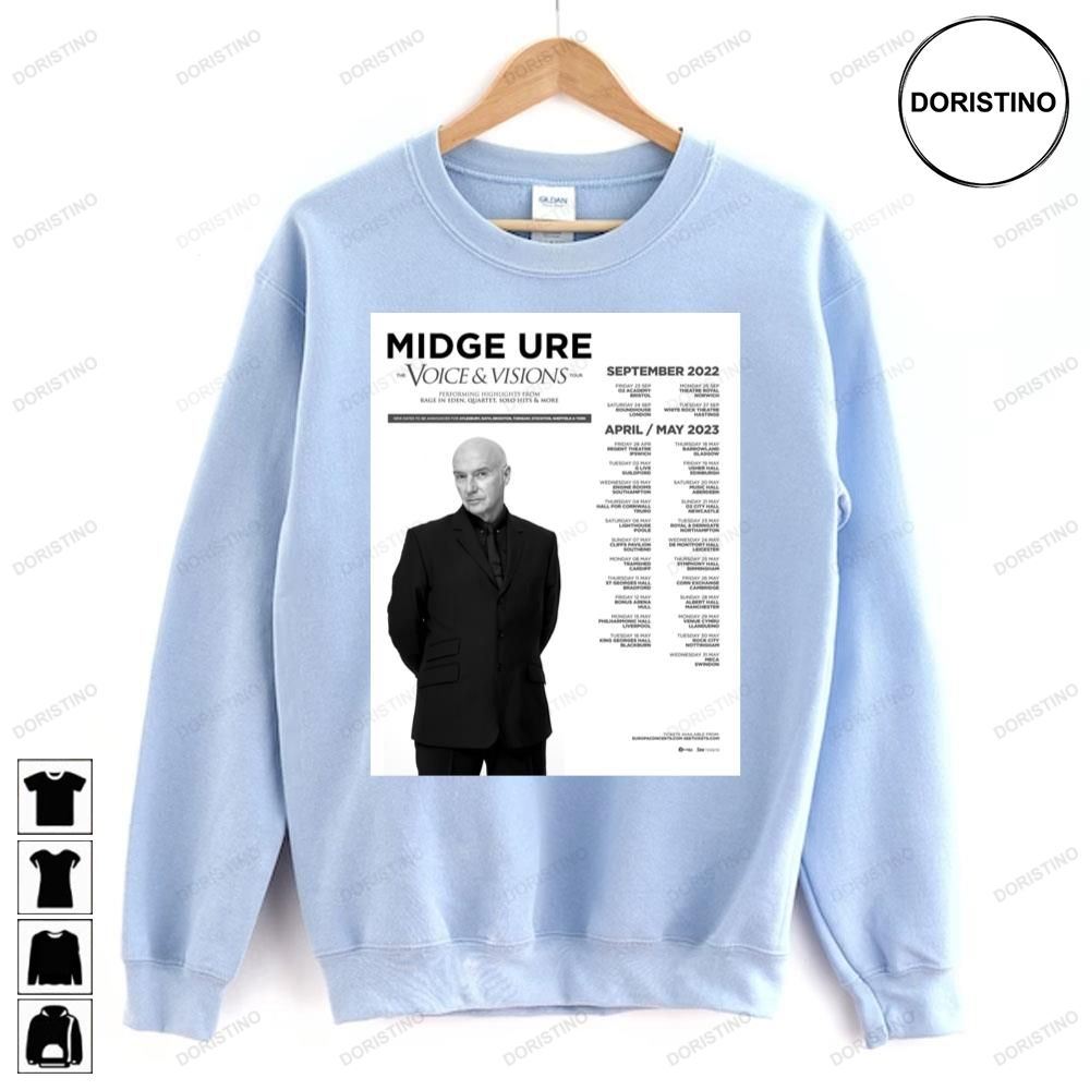 The Voices And Visions Uk 2023 Tour Midge Ure Limited Edition T-shirts