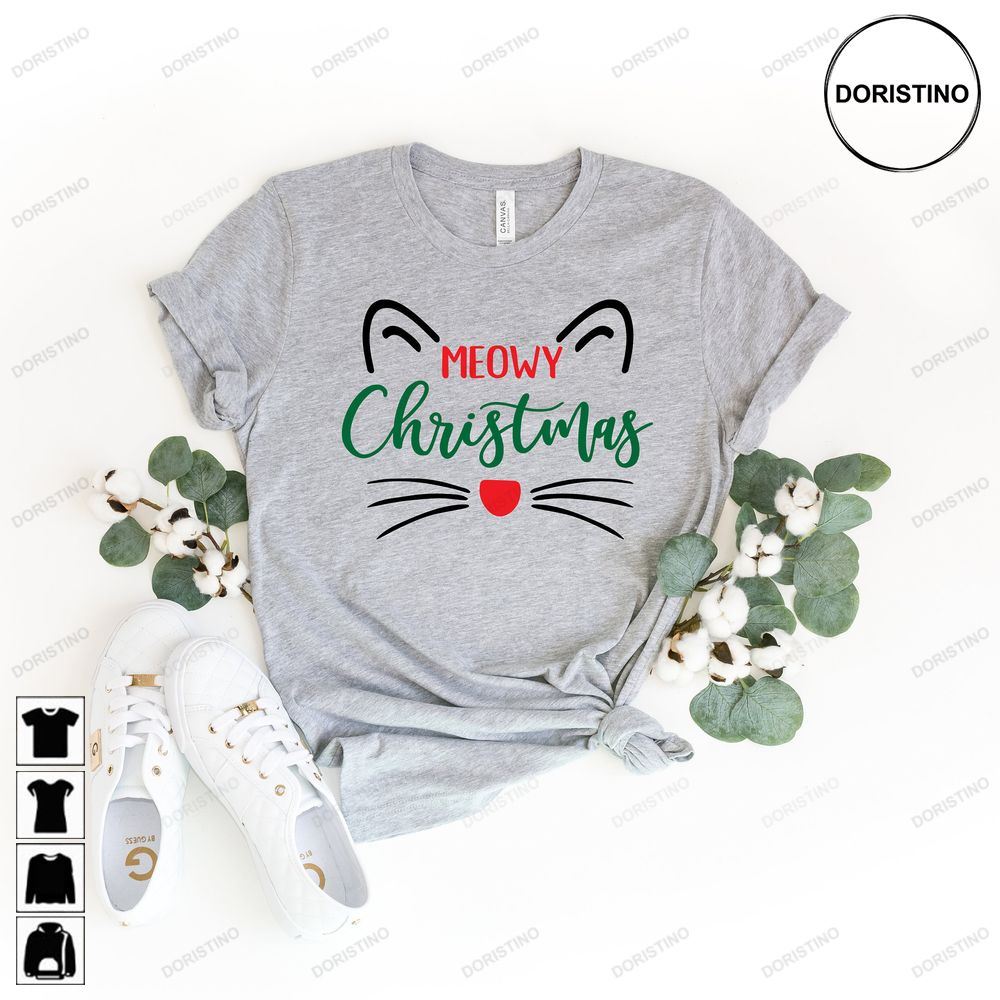 Meowy Christmas Meow Christmas Cat Lovers Awesome Shirts
