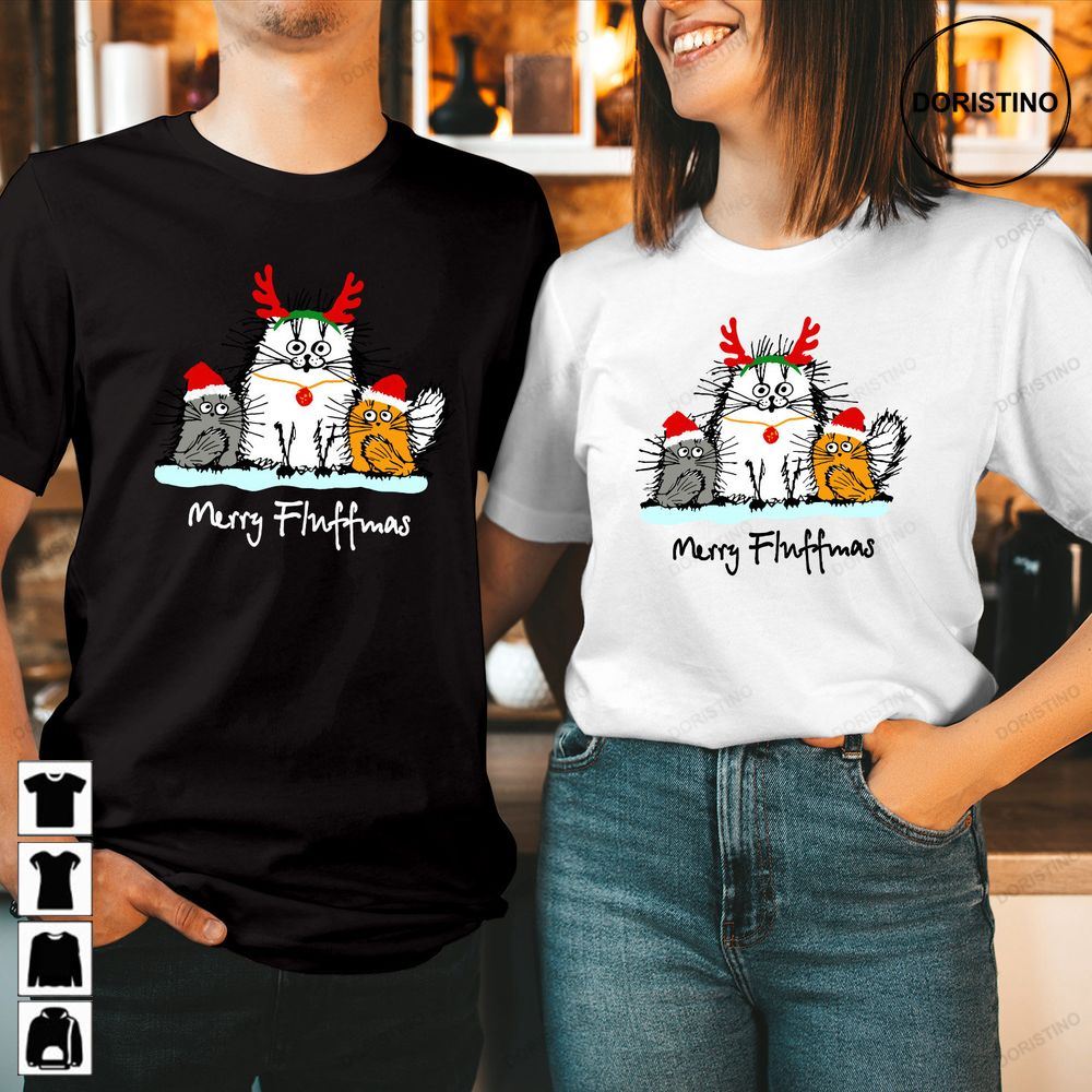 Merry Fluffmas Santa Hat Reindeer Christmas Limited Edition T-shirts