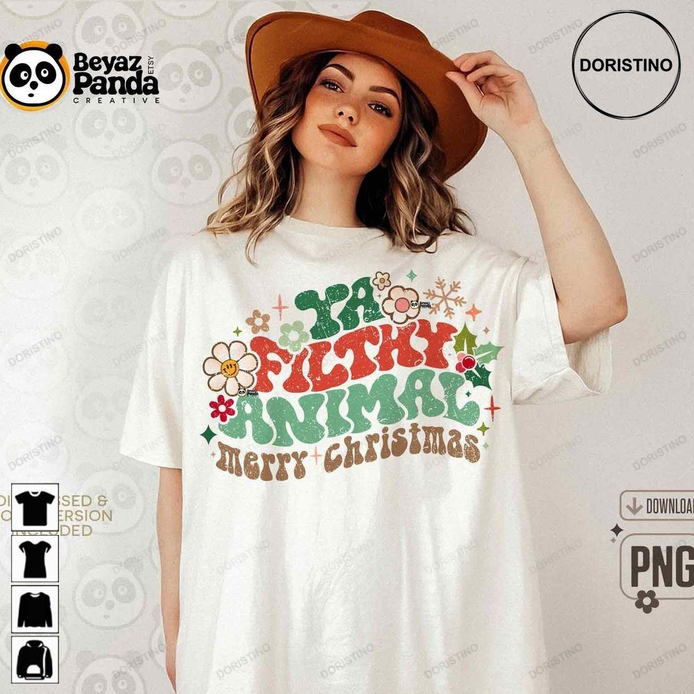 Retro Merry Christmas Sublimation Ya Filthy Animal Trending Style