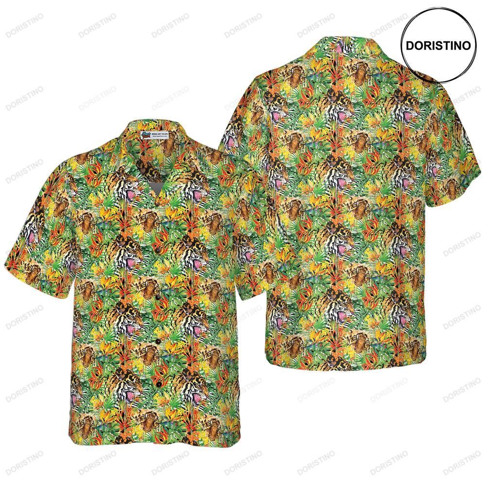 Tropical Jungle Tiger Awesome Hawaiian Shirt