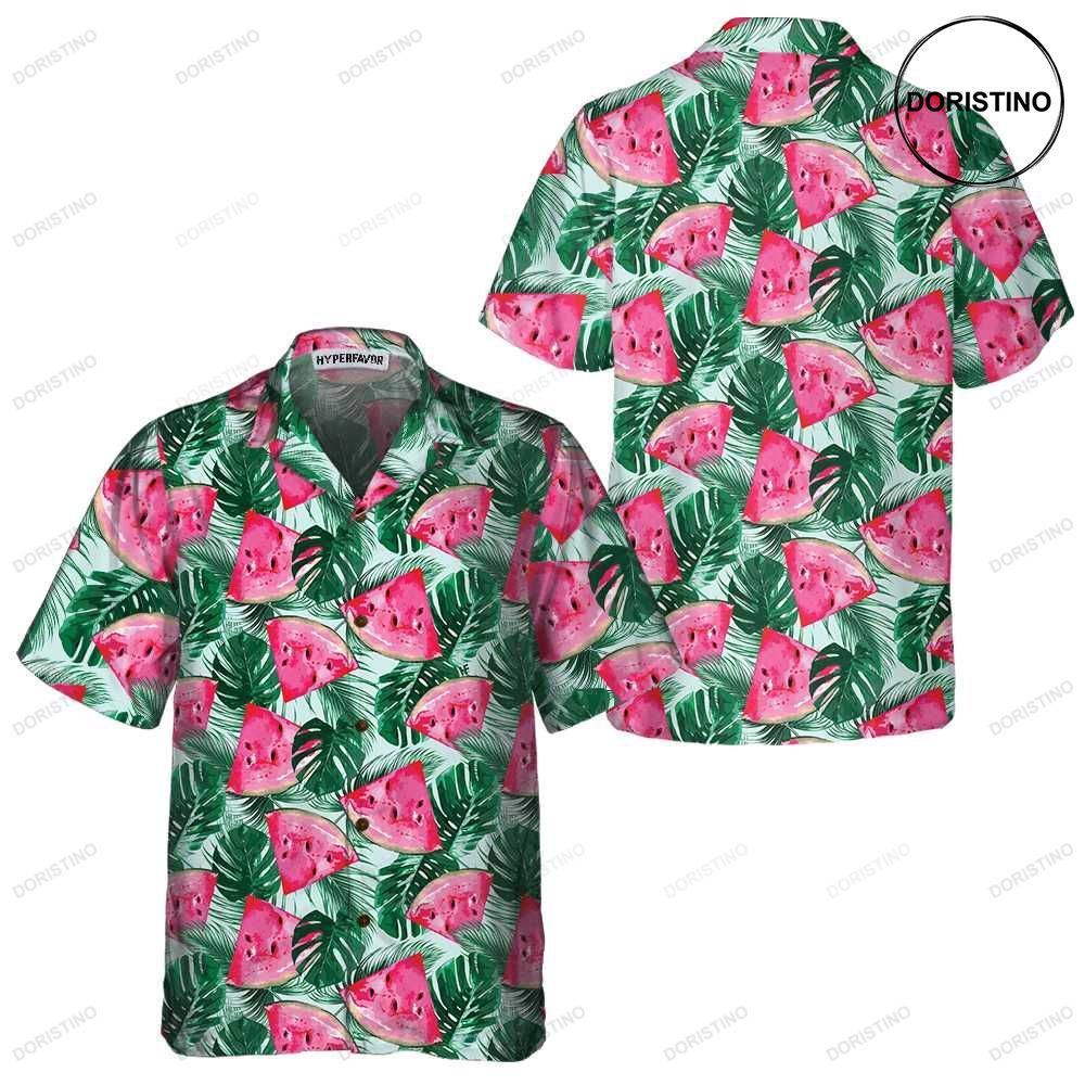 Tropical Palm Leaves Watermelon Cool Watermelon For Men Women Limited Edition Hawaiian Shirt