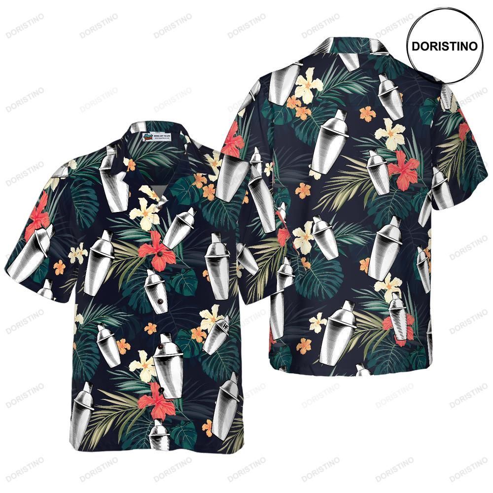 Tropical Pattern Bartender For Men Awesome Hawaiian Shirt
