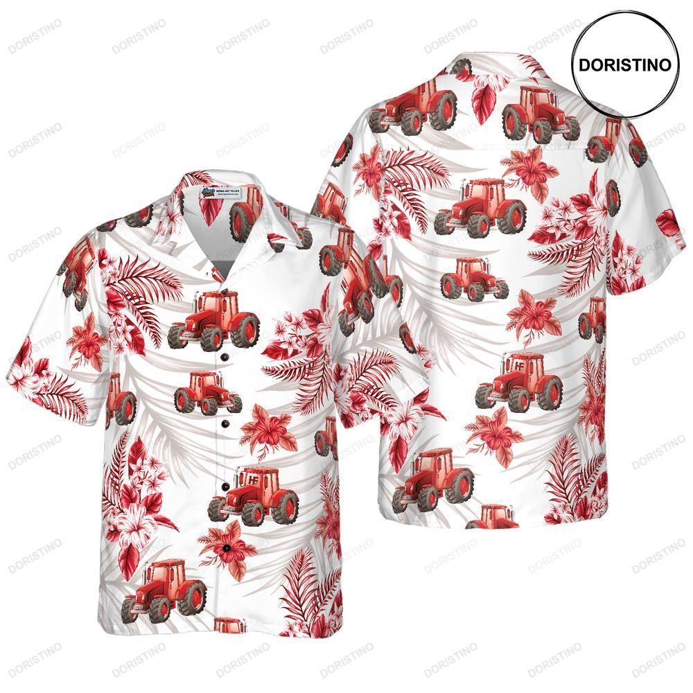 Tropical Red Tractor Awesome Hawaiian Shirt