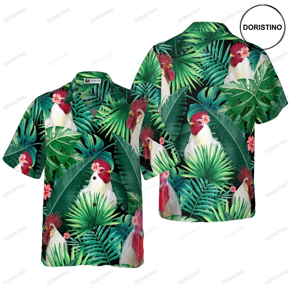 Tropical White Rooster Limited Edition Hawaiian Shirt