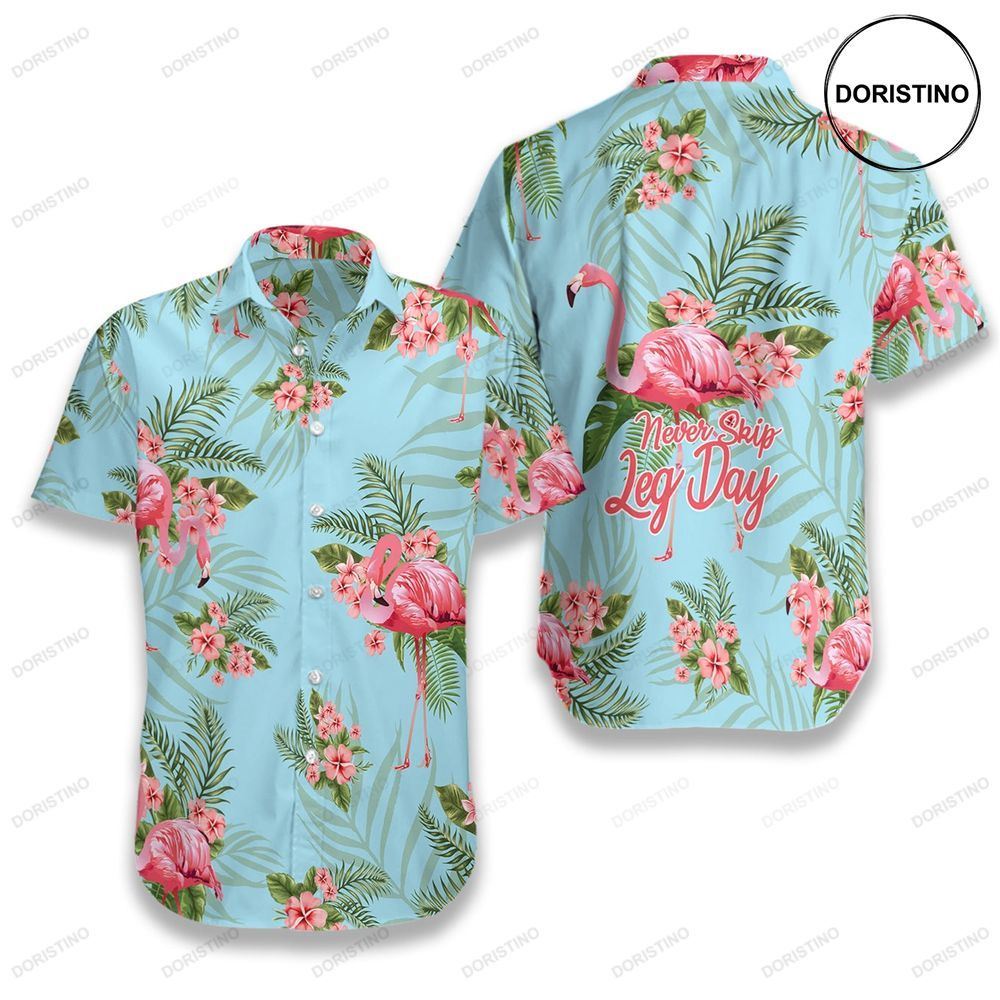 Tropical Workout Flamingo Never Skip Leg Day Hawaiian Shirt