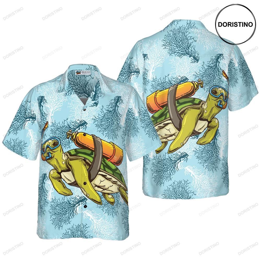 Turtle Scuba Diving For Men Hawaiian Shirt