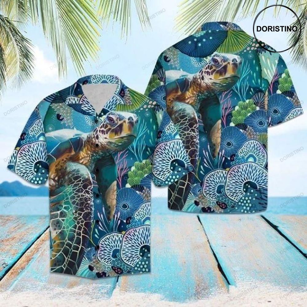 Turtle Under The Sea Print Limited Edition Hawaiian Shirt