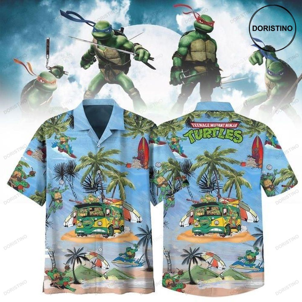 Turtles Teenage Mutant Ninja Print Awesome Hawaiian Shirt