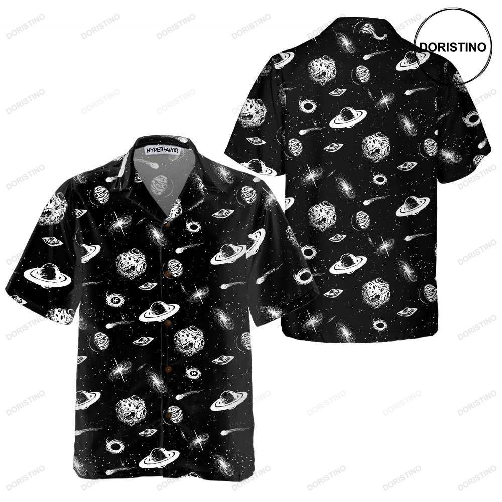 Universe Seamless Pattern Space Themed Planet Button Up For Adults Awesome Hawaiian Shirt