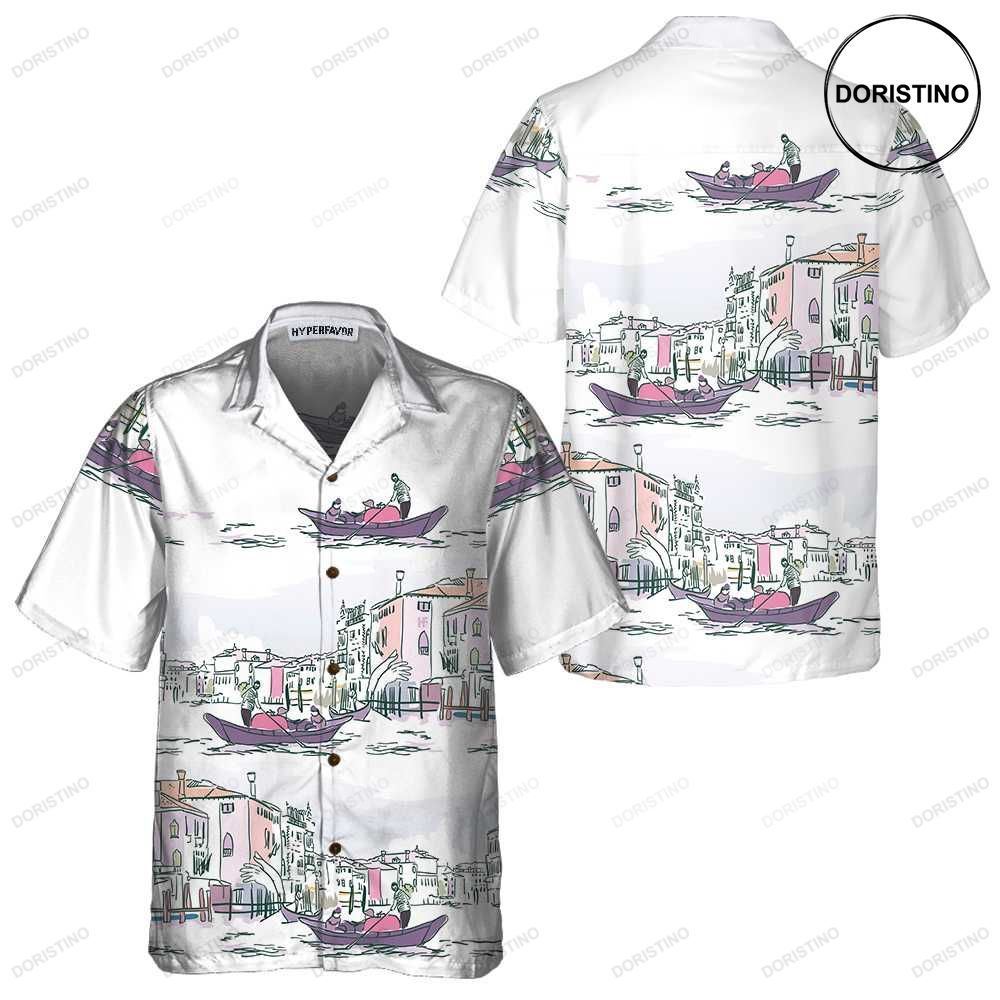 Venice Boat Short Sleeve Sailboa Unique Nautical Awesome Hawaiian Shirt