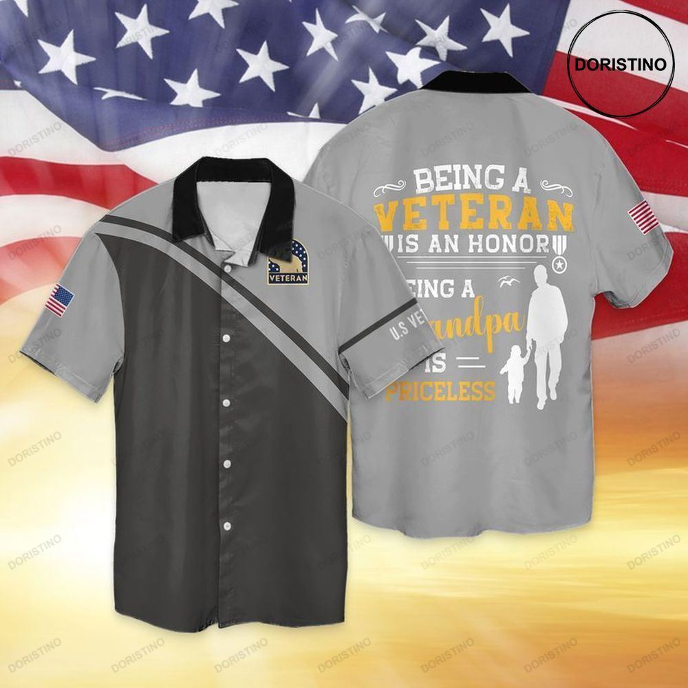Veteran Grandpa Memorial Day Being A Veteran Being A Grandpa Is Priceless Limited Edition Hawaiian Shirt