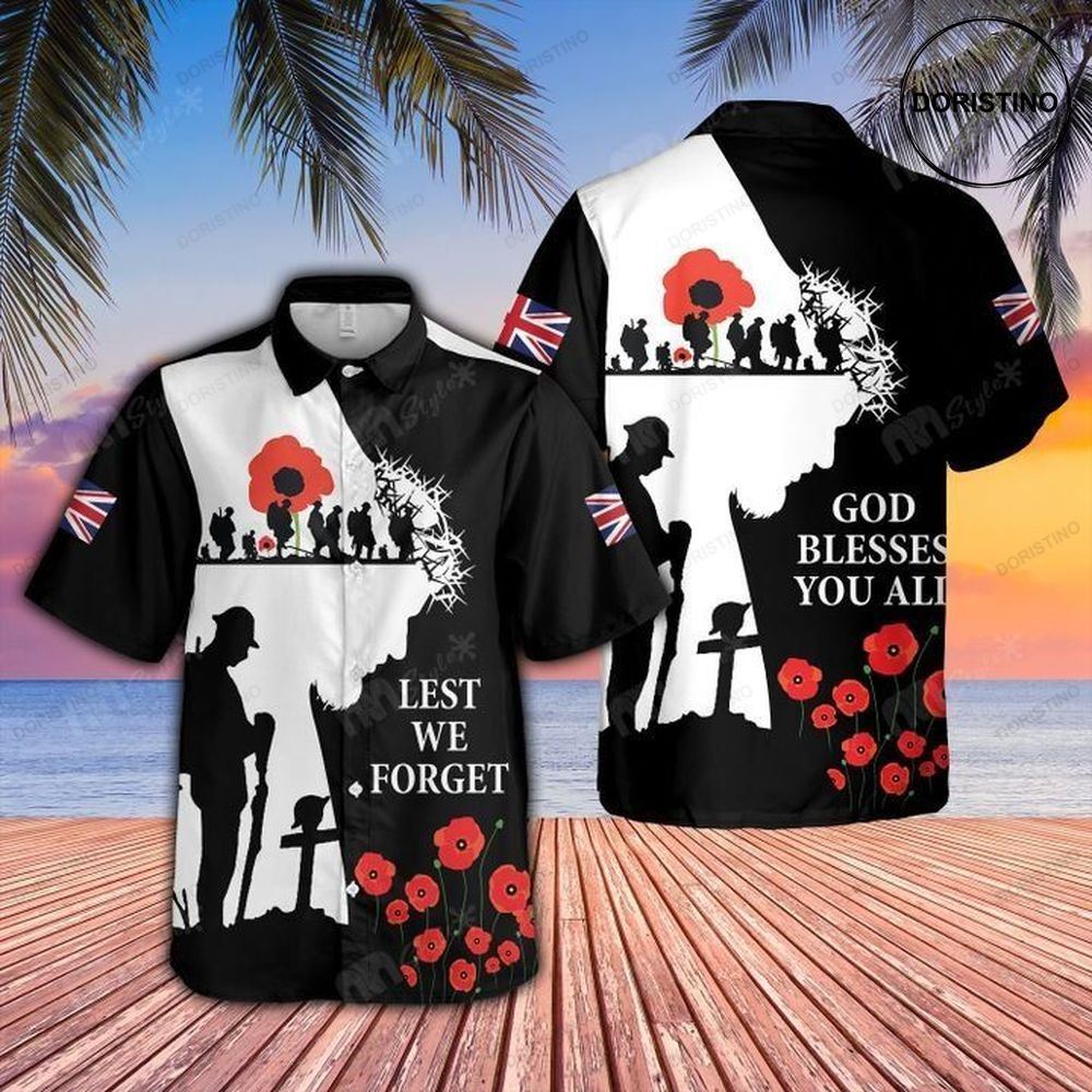 Veteran Lest We Forget Cross God Awesome Hawaiian Shirt