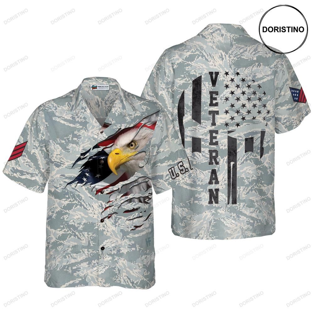 Veteran Proud Us Airforce Camouflage Awesome Hawaiian Shirt