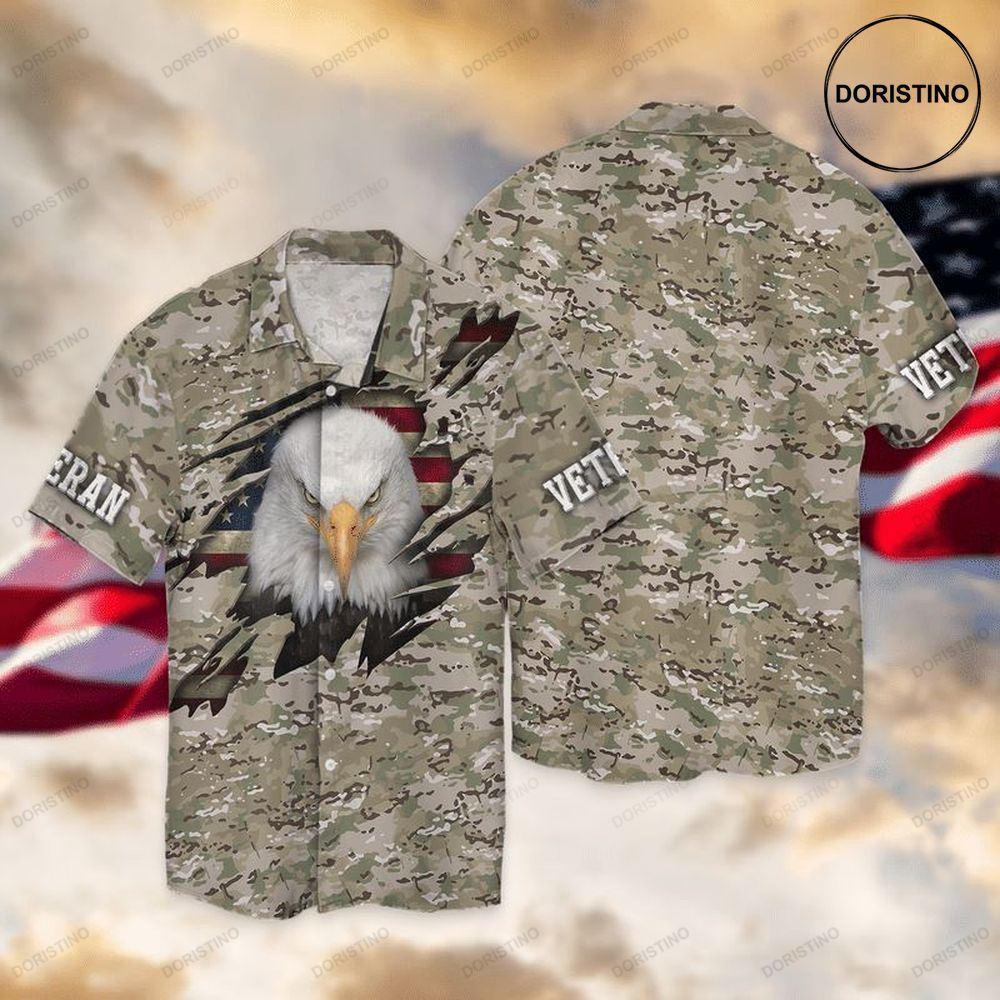 Veterans Eagle American Flag Limited Edition Hawaiian Shirt