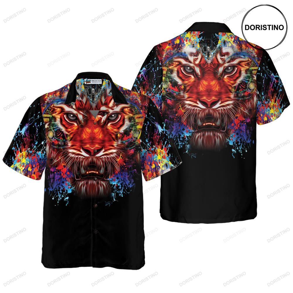 Vibrant Tiger Head For Men Awesome Hawaiian Shirt