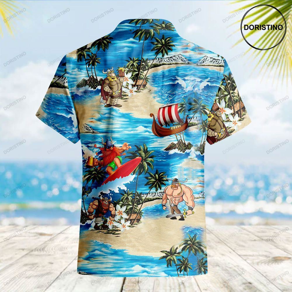 Viking Surfing Tropical Summer Hawaiian Shirt