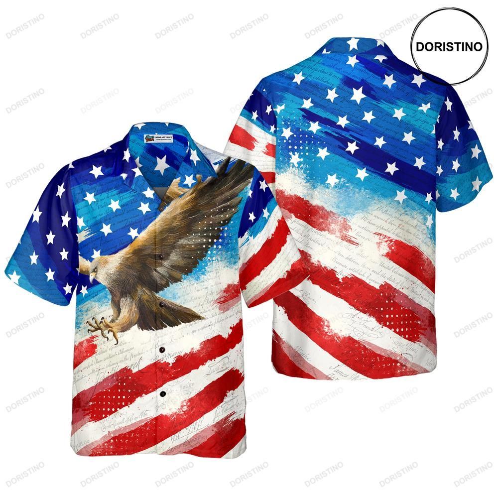 Vintage American Flag Eagle For Men Hawaiian Shirt