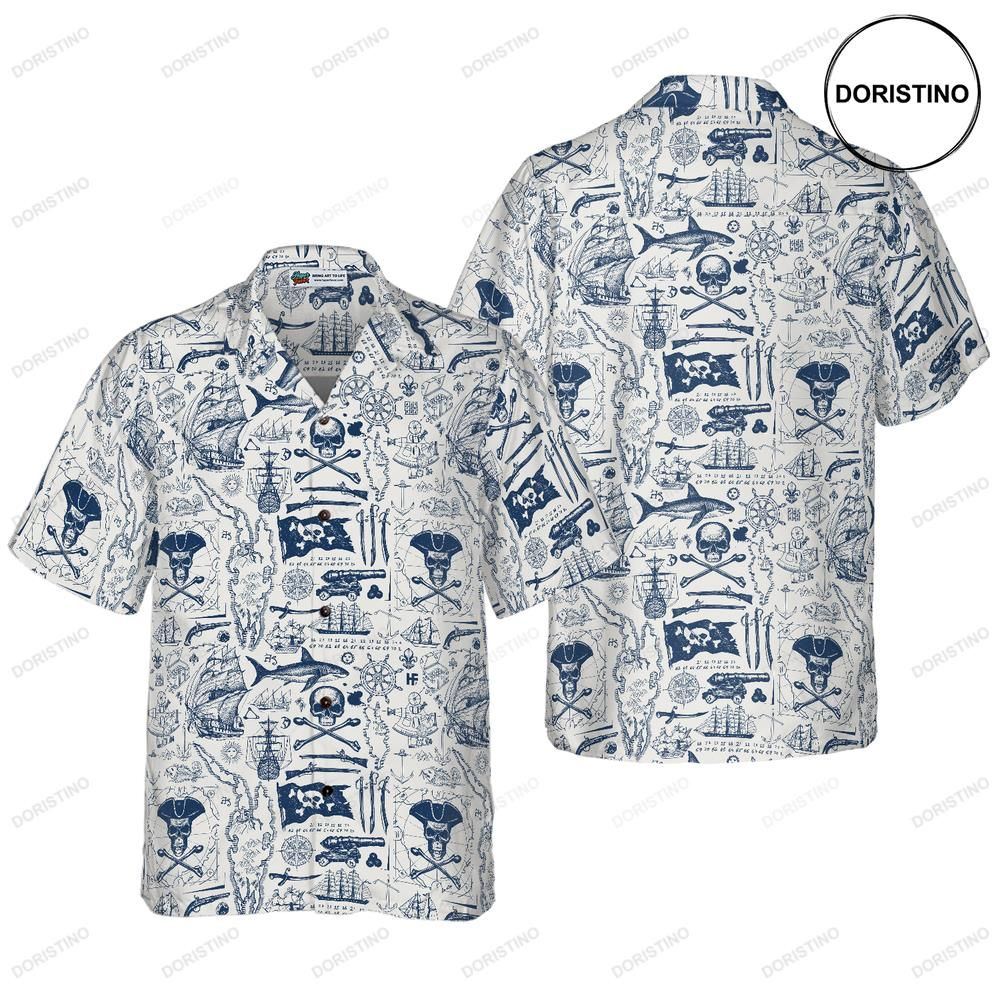 Vintage Pirate And Nautical Symbols Limited Edition Hawaiian Shirt
