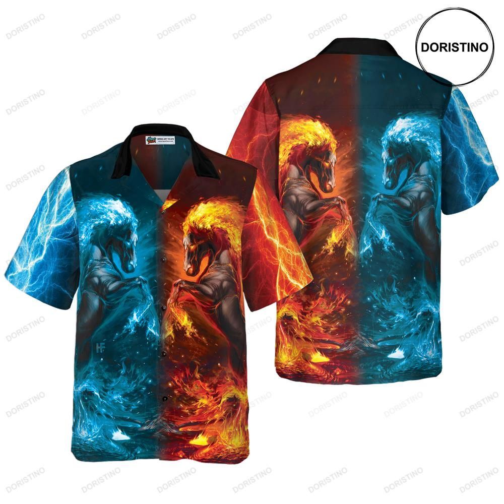 Water And Fire Horse For Men Hawaiian Shirt