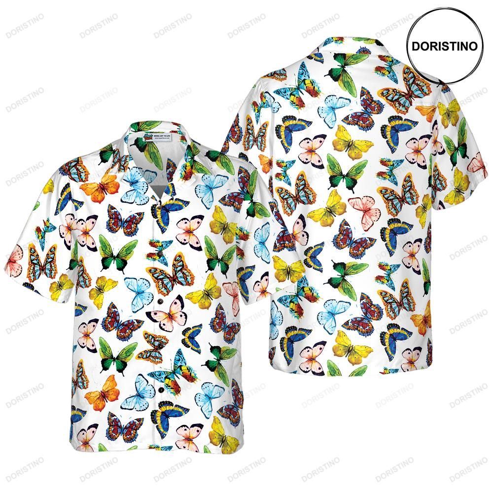 Watercolor Butterflies Awesome Hawaiian Shirt