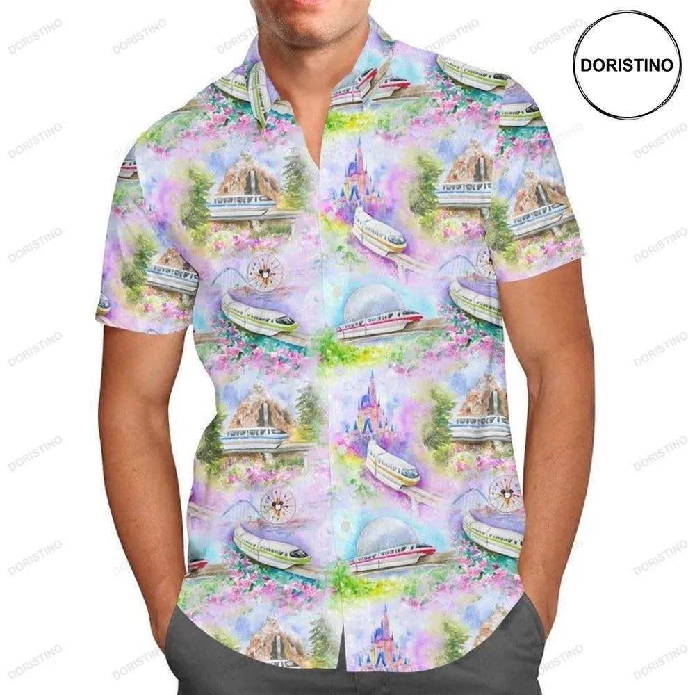 Watercolor Disney Monorail Awesome Hawaiian Shirt