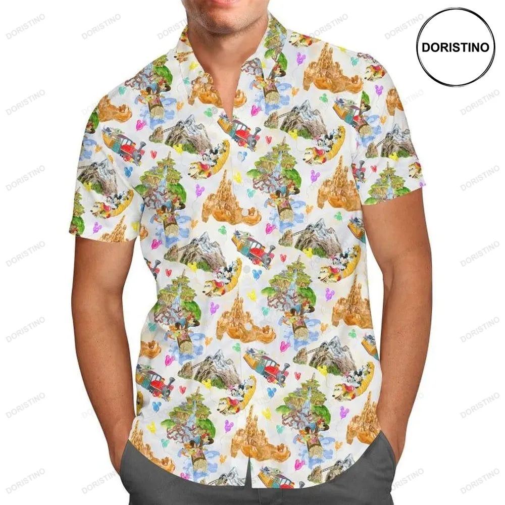 Watercolor Disney Parks Trains And Drops Limited Edition Hawaiian Shirt