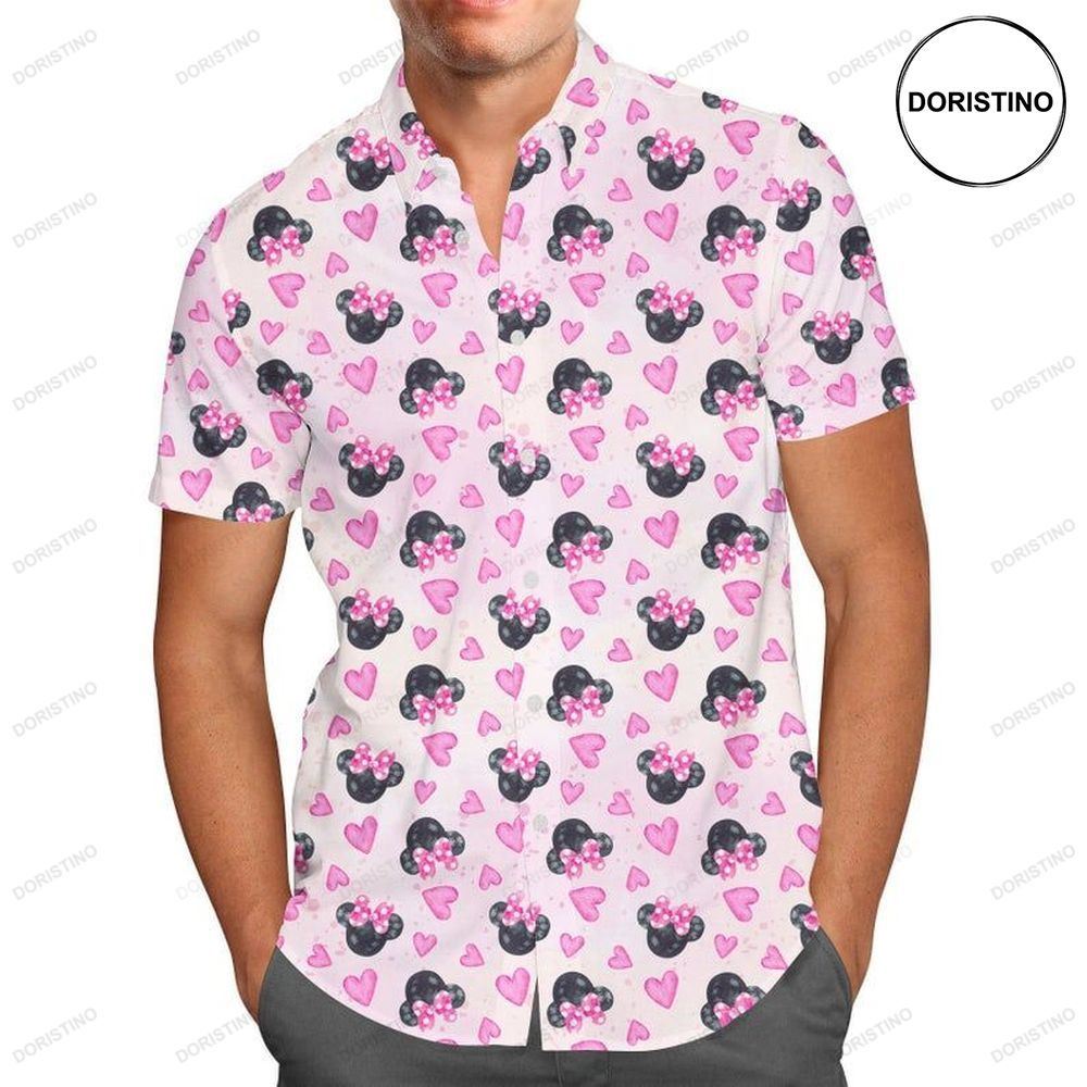 Watercolor Minnie Mouse In Pink Disney Hawaiian Shirt
