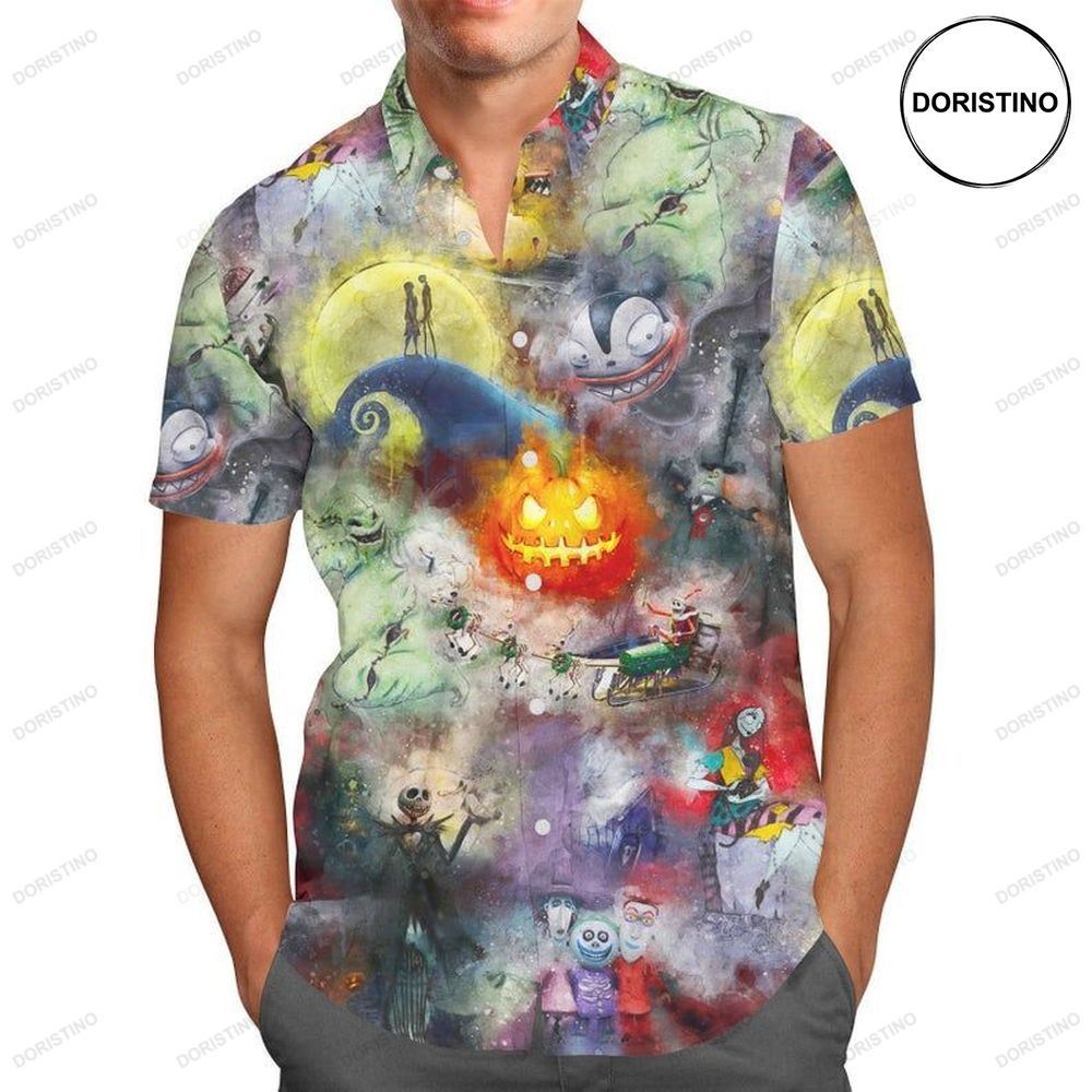 Watercolor Nightmare Before Christmas Disney Hawaiian Shirt