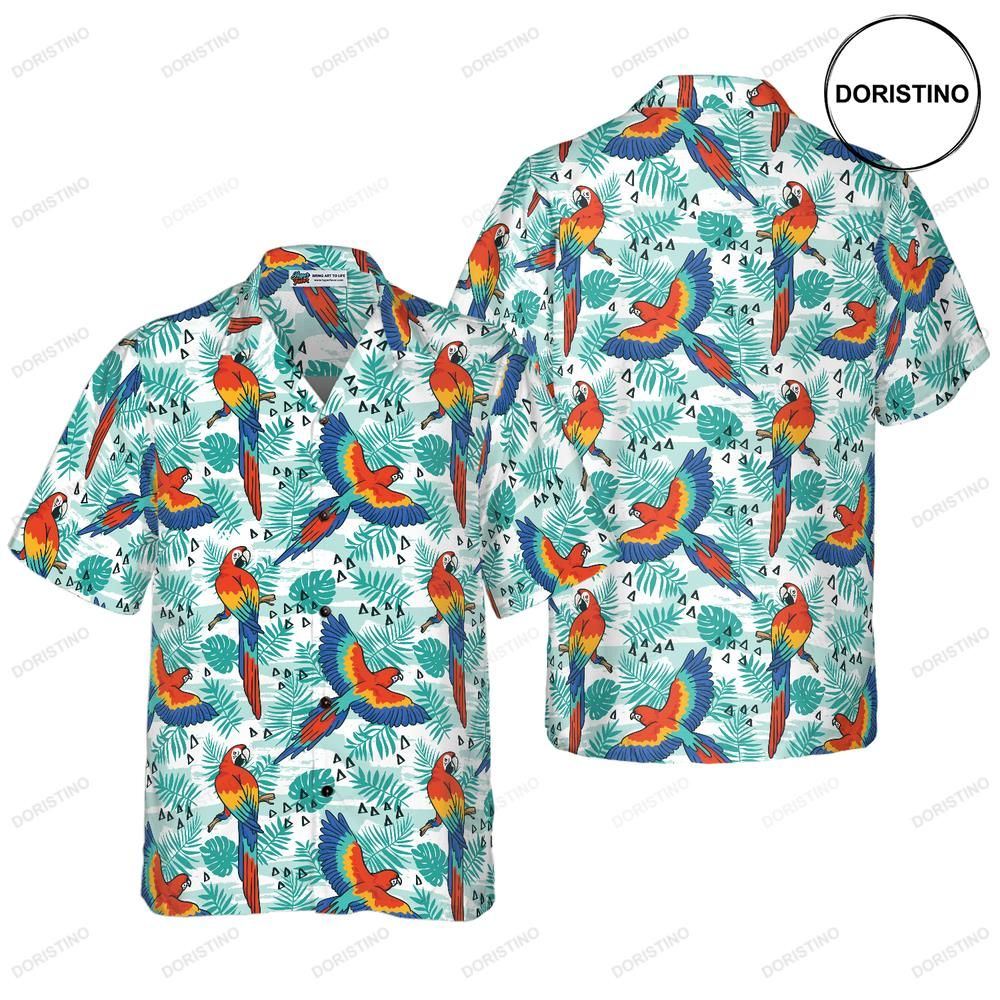 Watercolor Parrot Palm Leaves Awesome Hawaiian Shirt