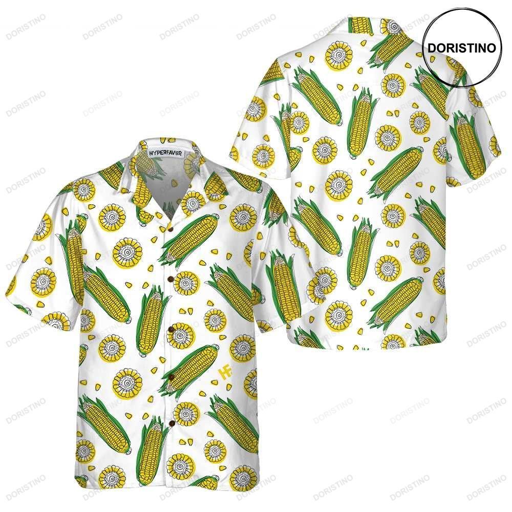 Yellow Corncobs Corn Corn Short Sleeve Button Corn Cob Corn Gift Limited Edition Hawaiian Shirt