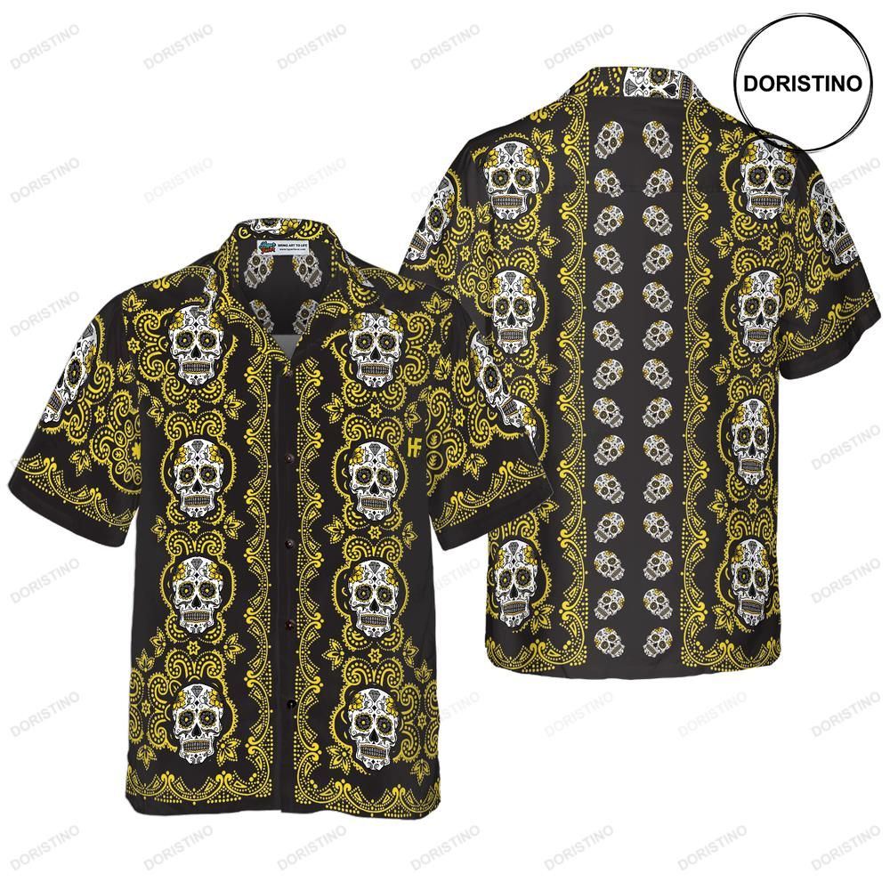 Yellow Sugar Skull Hawaiian Shirt