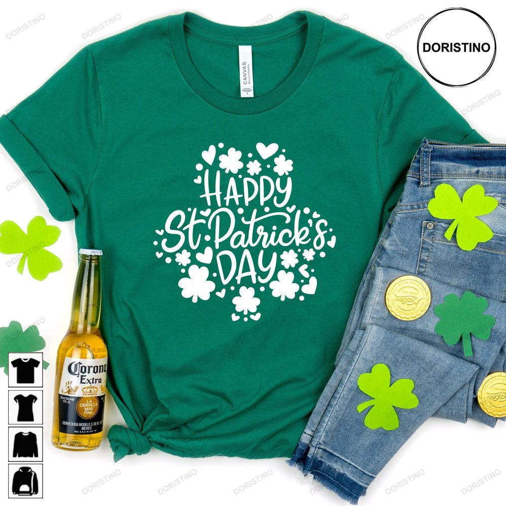 Happy St Patricks Day With Shamrock Happy St Patricks Awesome Shirts