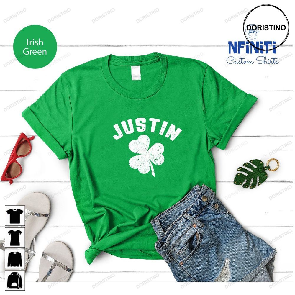 Justin Three Clover Leaf Clover Leaf Lucky Clover Awesome Shirts