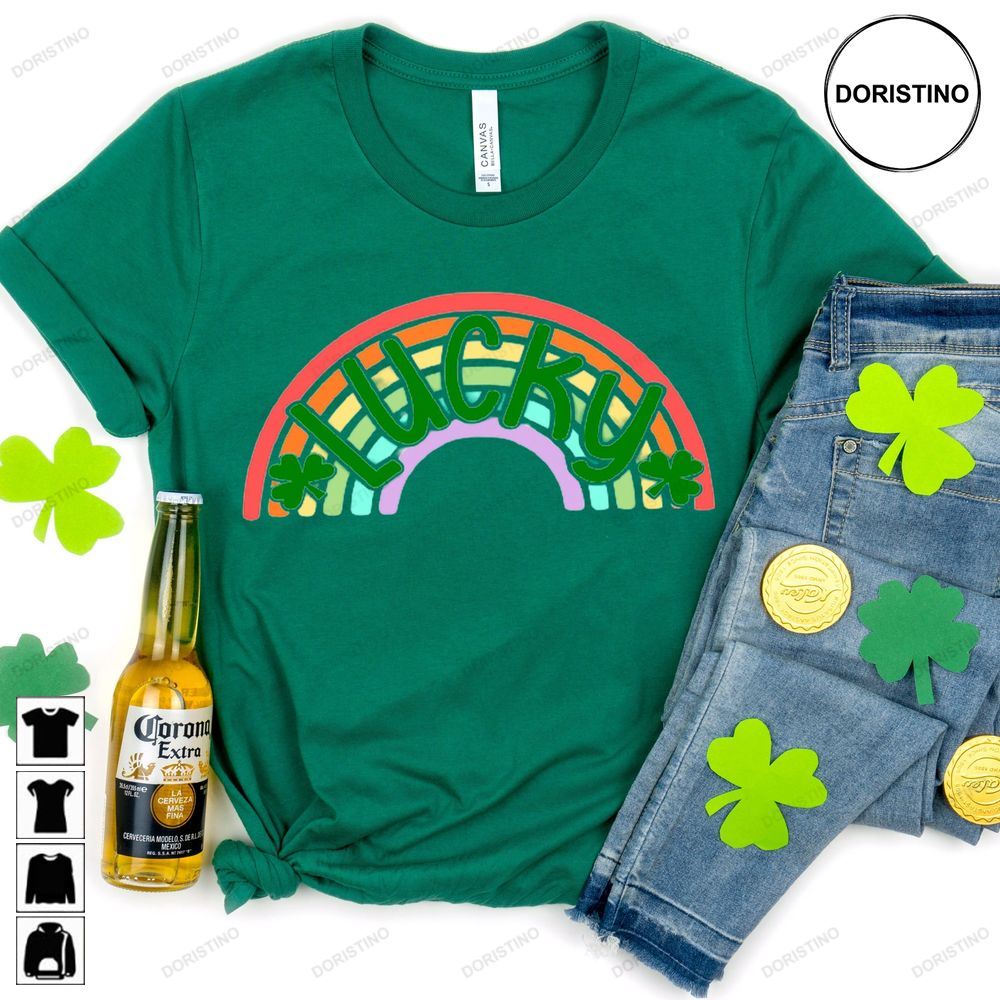 Shamrock T Patricks Day Lucky Rainbow Limited Edition T-shirts