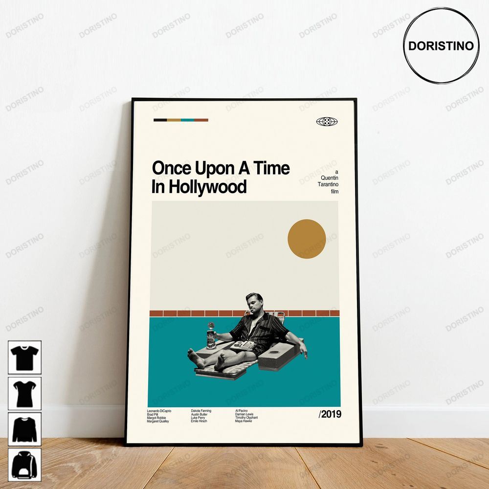Once Upon A Time In Hollywood Retro Movie Minimalist Art Retro Modern Vintage Trending Style Poster (No Frame)