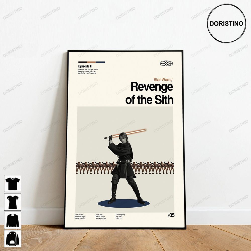Revenge Of The Sith Star Wars Minimalist Retro Modern Vintage Awesome Poster (No Frame)