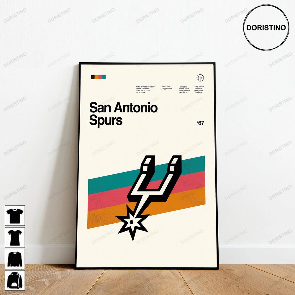 San Antonio Spurs Retro Movie Minimalist Art Retro Modern Vintage Limited Edition Posters (No Frame)