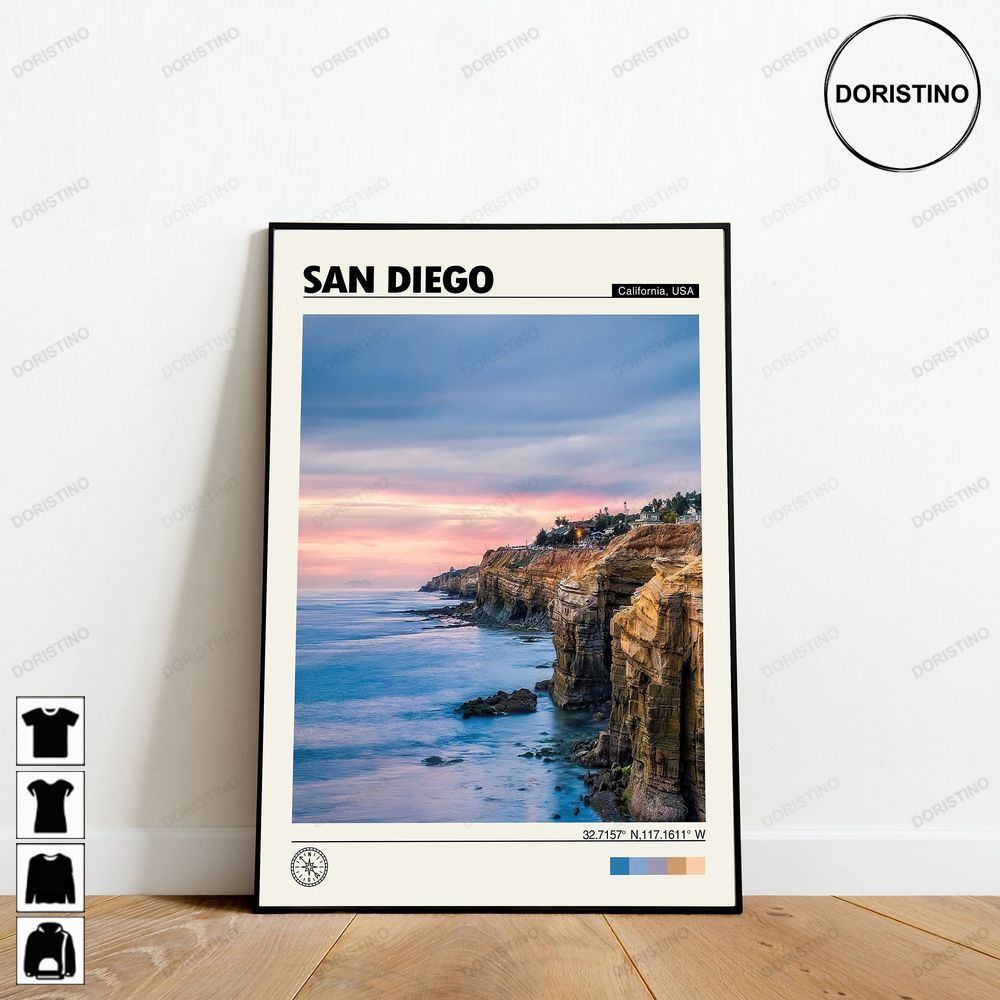 San Diego Minimalist San Diego Print San Diego San Diego California Awesome Poster (No Frame)