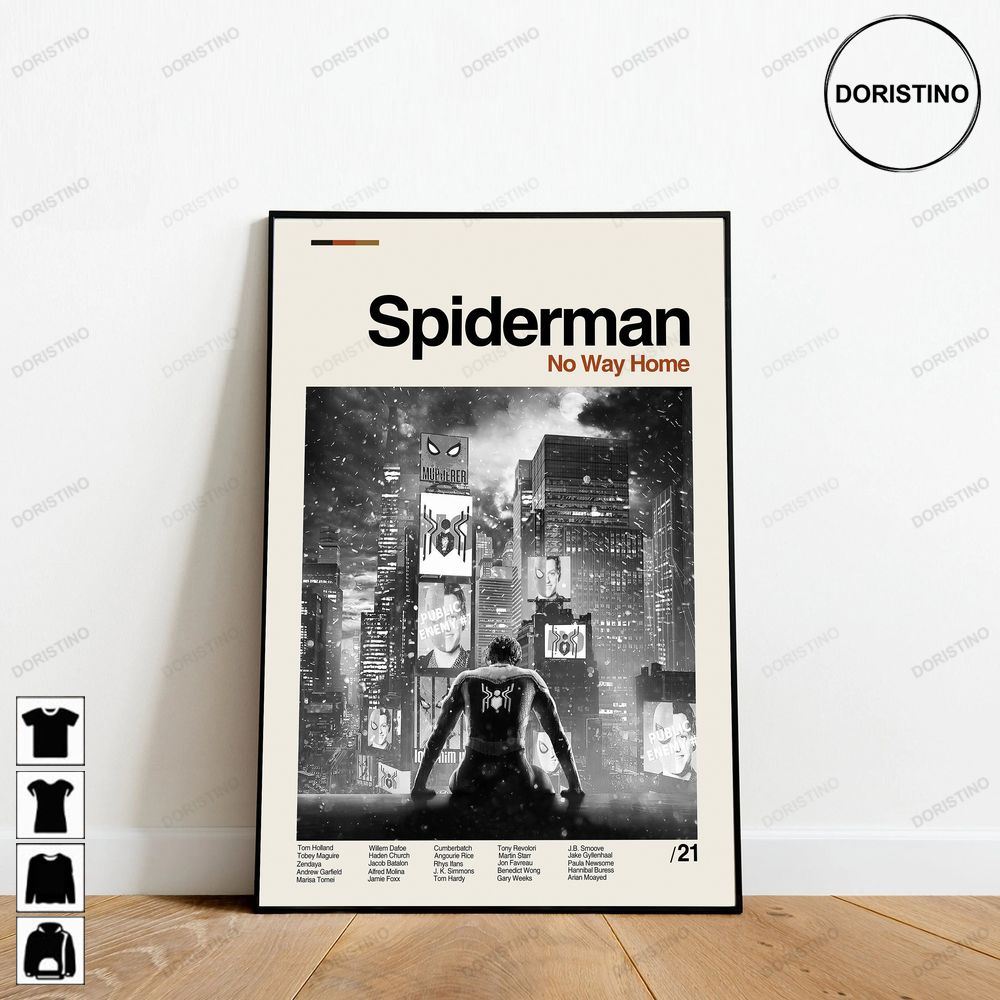 Spiderman No Way Home Marvel Minimalist Retro Modern Vintage Abtract Awesome Poster (No Frame)