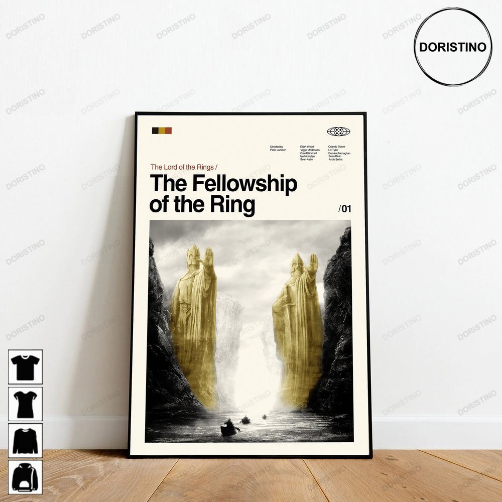 The Fellowship Of The Ring Lord Of The Rings Minimalist Retro Modern Vintage Trending Style Poster (No Frame)